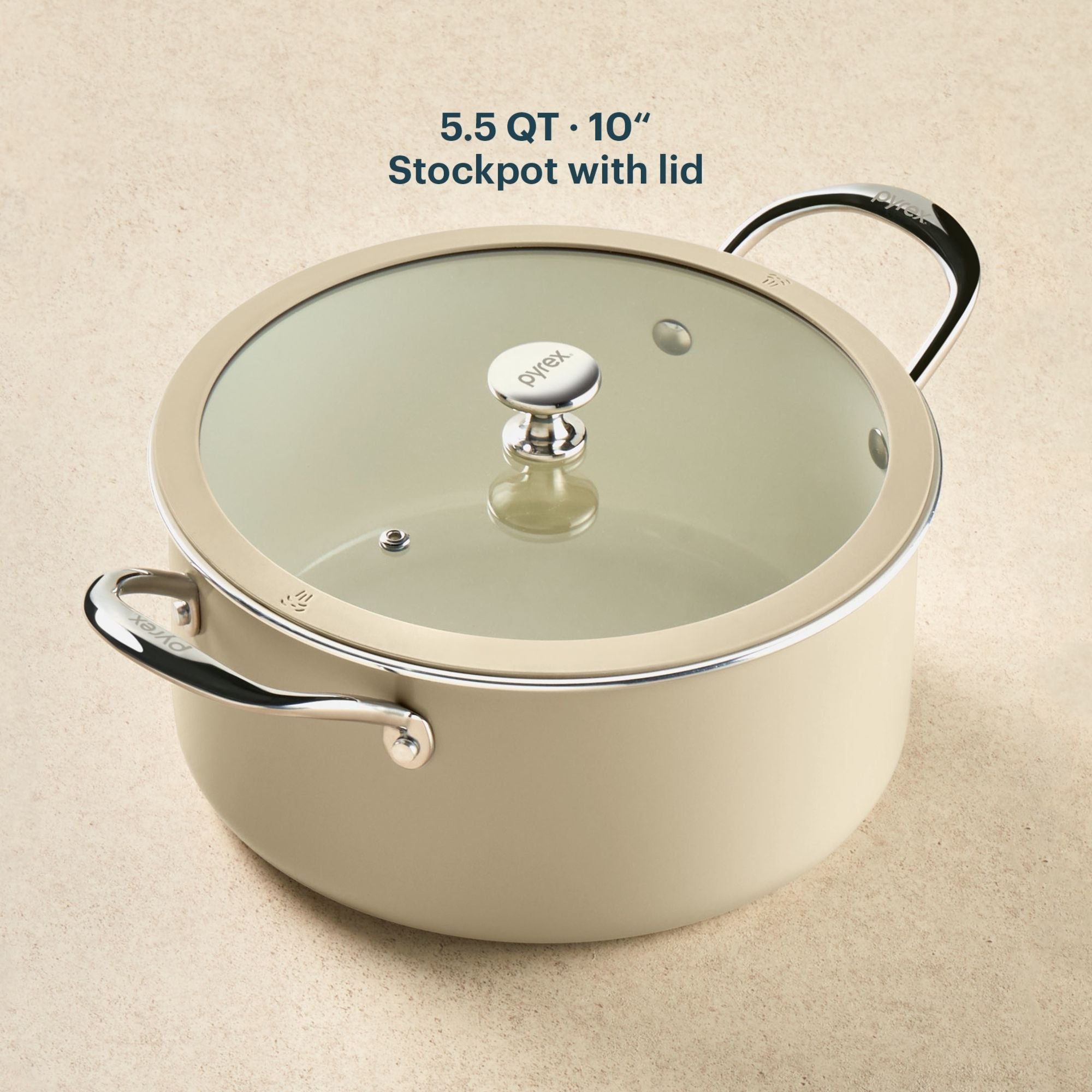 Pyrex® Ceramic Cookware 10-in/4.5qt Stock Pot with Lid - Image 2