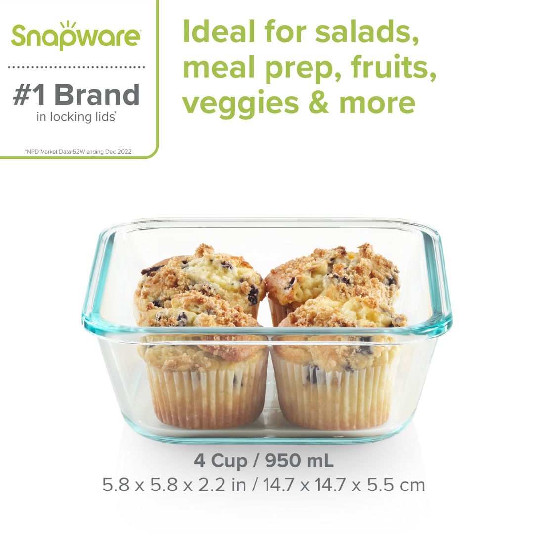 Snapware® Total Solution® Pyrex® Glass 4-cup Square Food Storage with Plastic Lid - Image 2